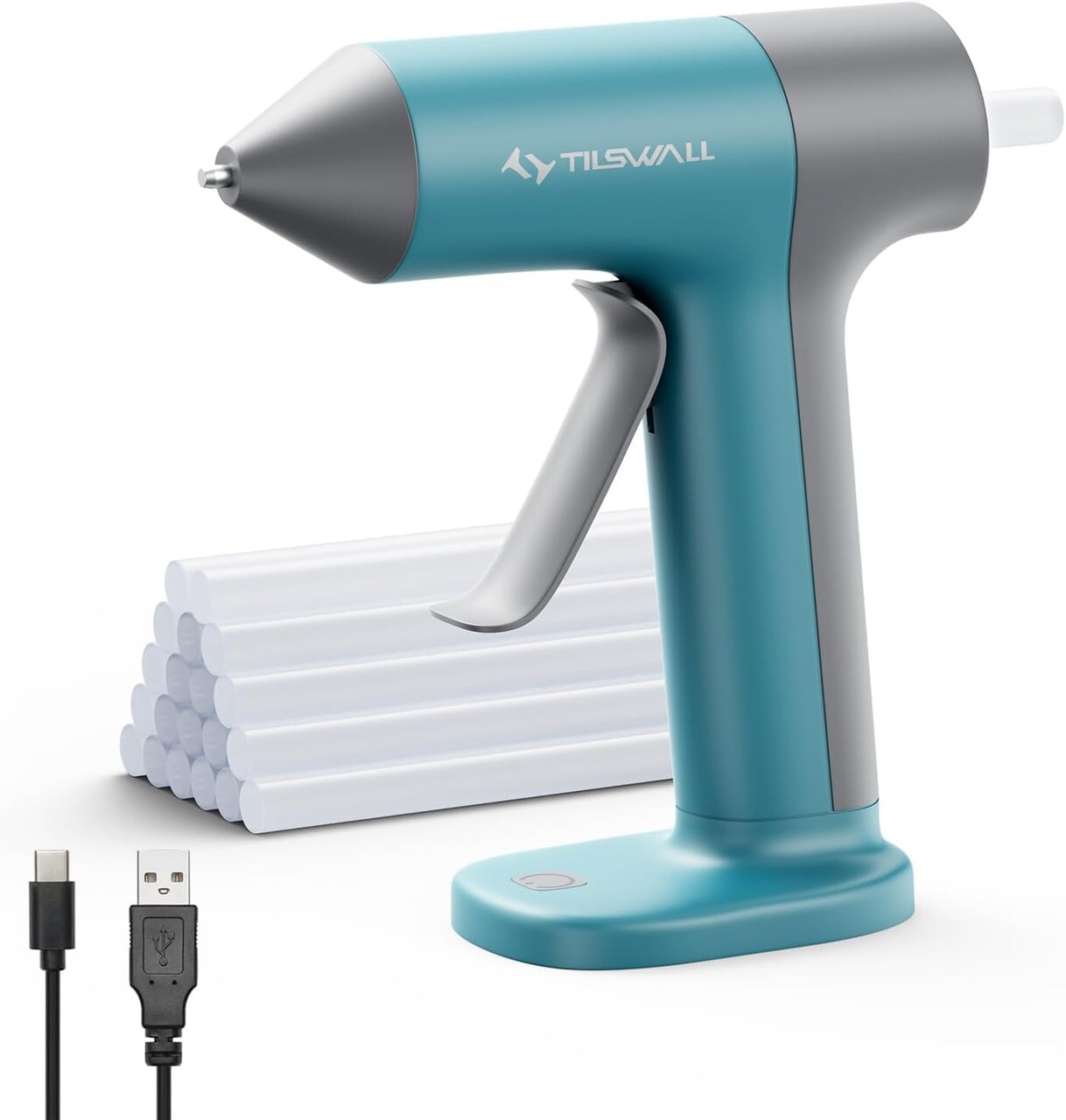 Cordless Hot Glue Gun, Rapid 30s Preheat, Mini glue gun and sticks set with 2000mAh Type-C Rechargeable, Smart Power Off, 20 Premium Glue Sticks, Ideal for DIY Crafts, Gift Making Blue